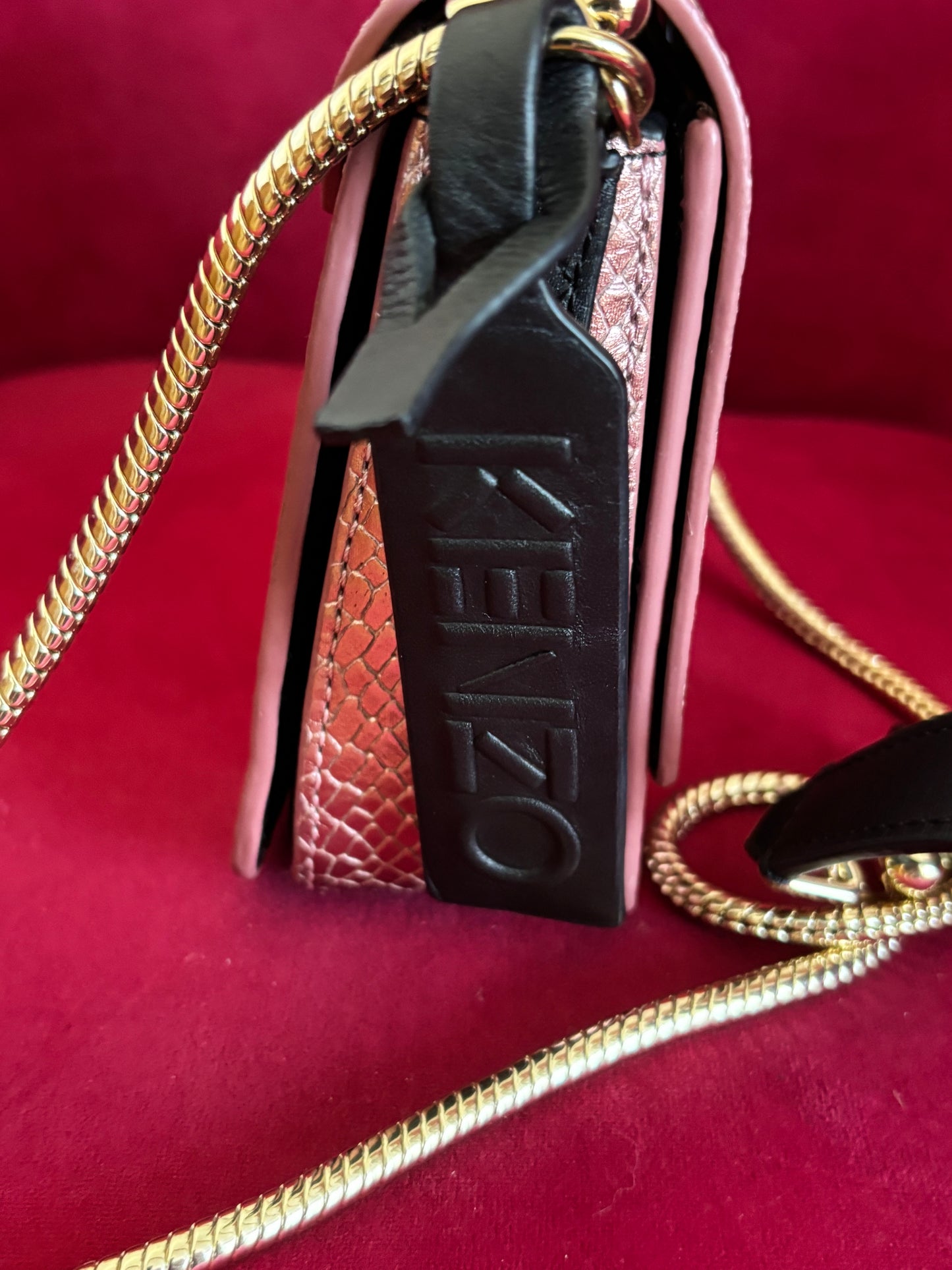 Kenzo Python Embossed Leather Flap Bag