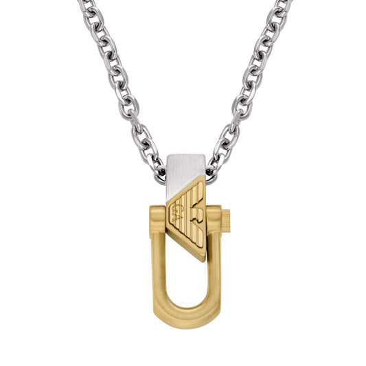 Emporio Armani Eagle Stainless Steel and Yellow Gold Tone Men’s Pendant - New in Box