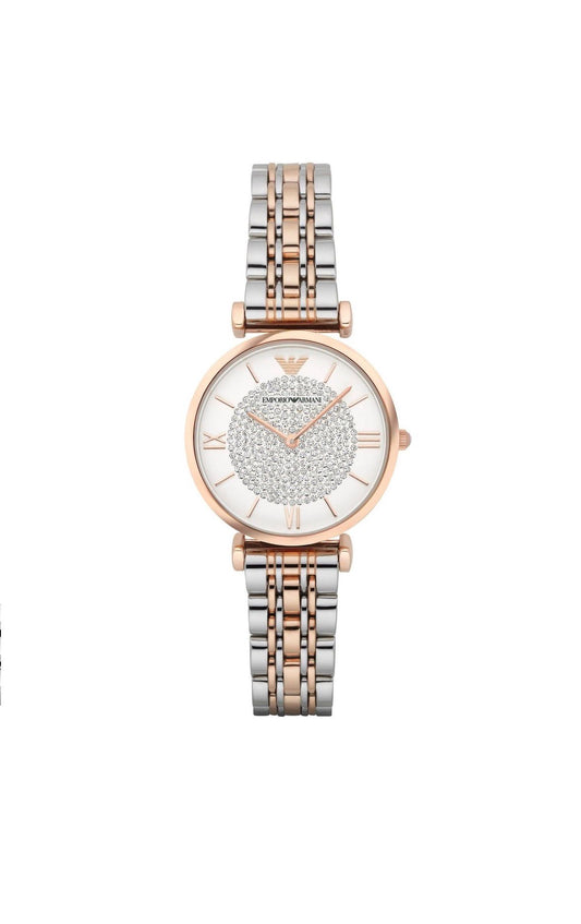 Emporio Armani Stainless Steel Rose Gold Crystal Watch - New in Box
