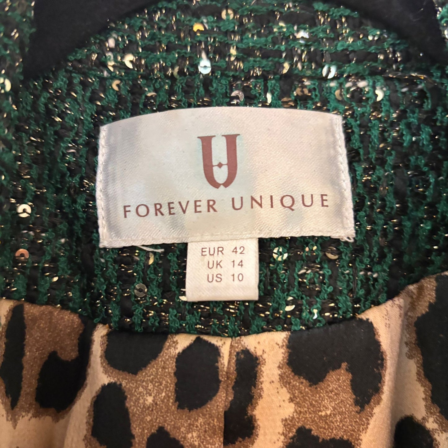 Forever Unique Green Mix Blazer -  Size 14
