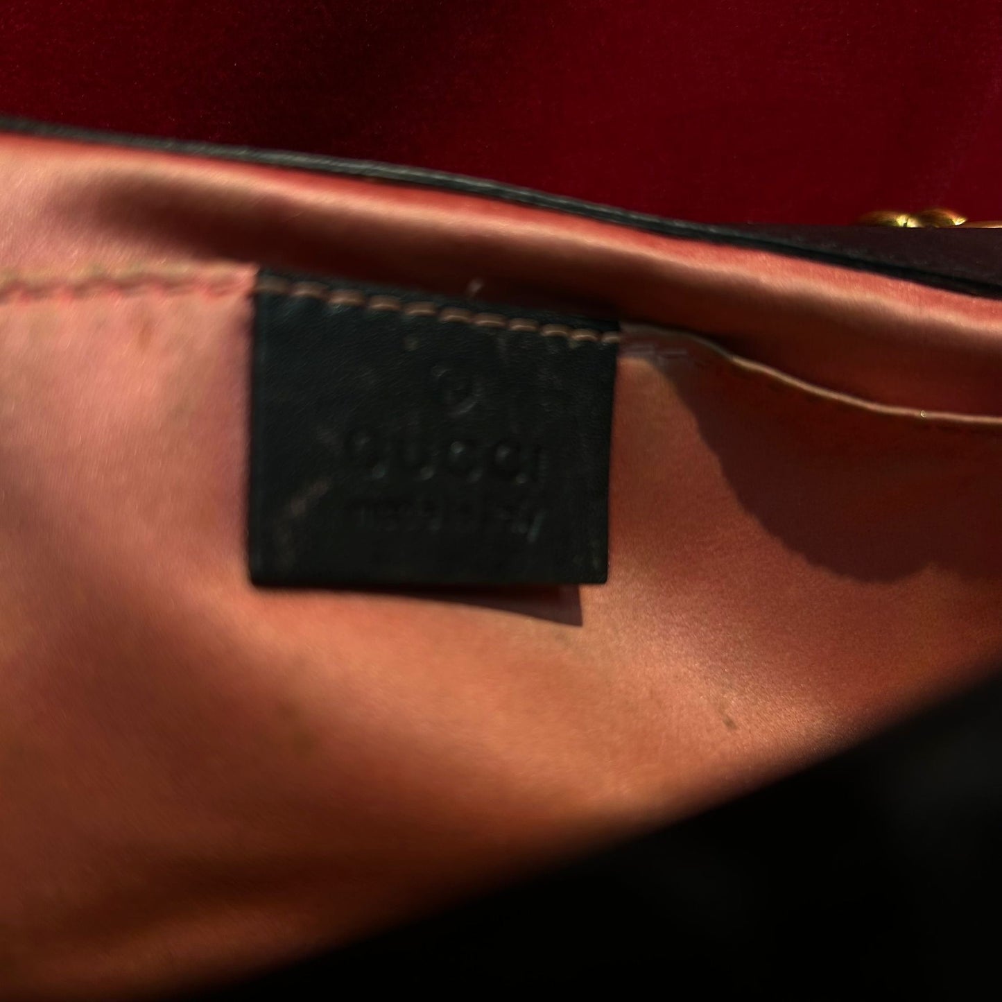 Gucci GG Marmont Black Velvet Flap Bag Matelasse Small Crossbody - Preloved