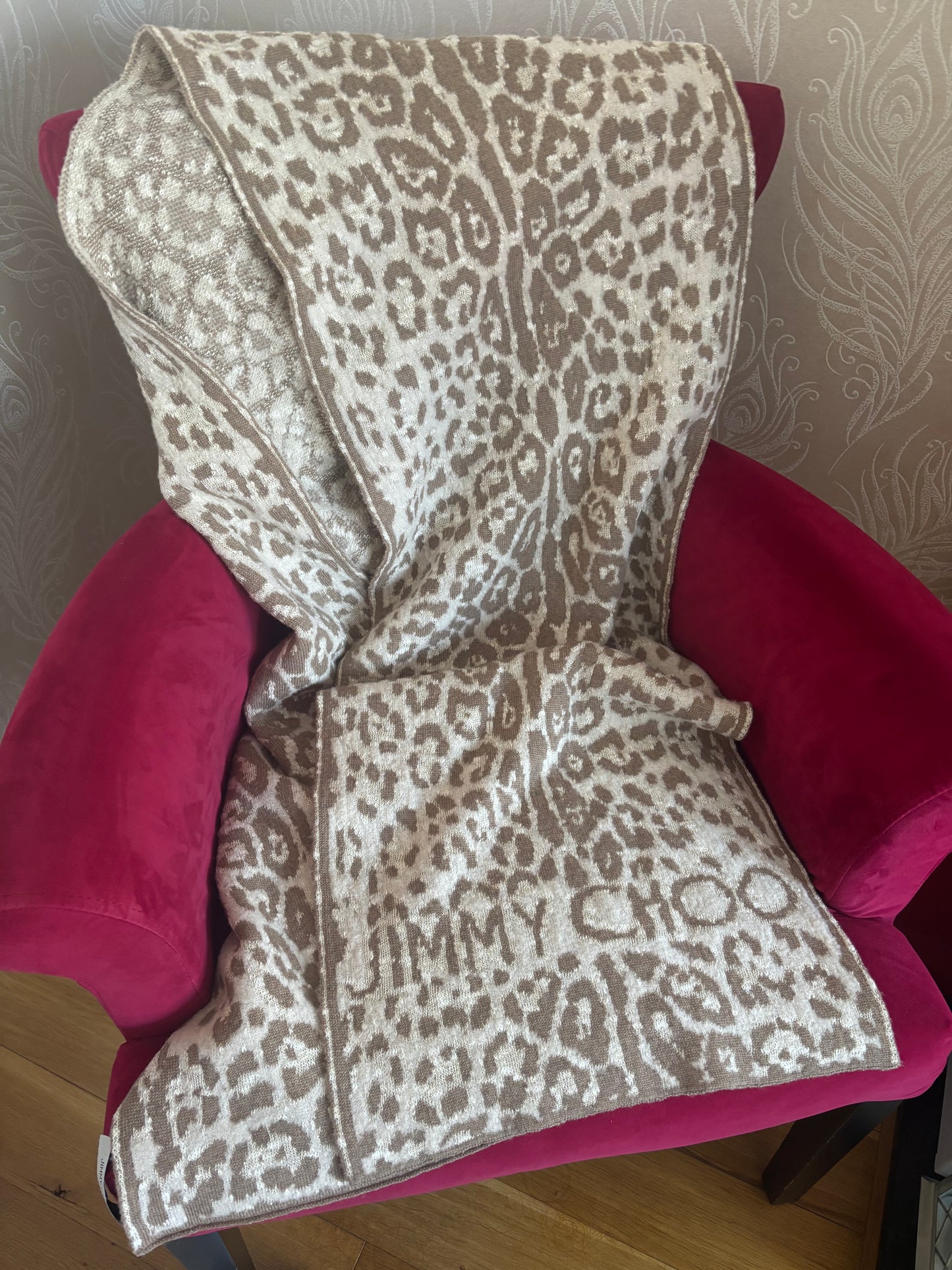 Jimmy Choo Leopard Print Hat & Scarf