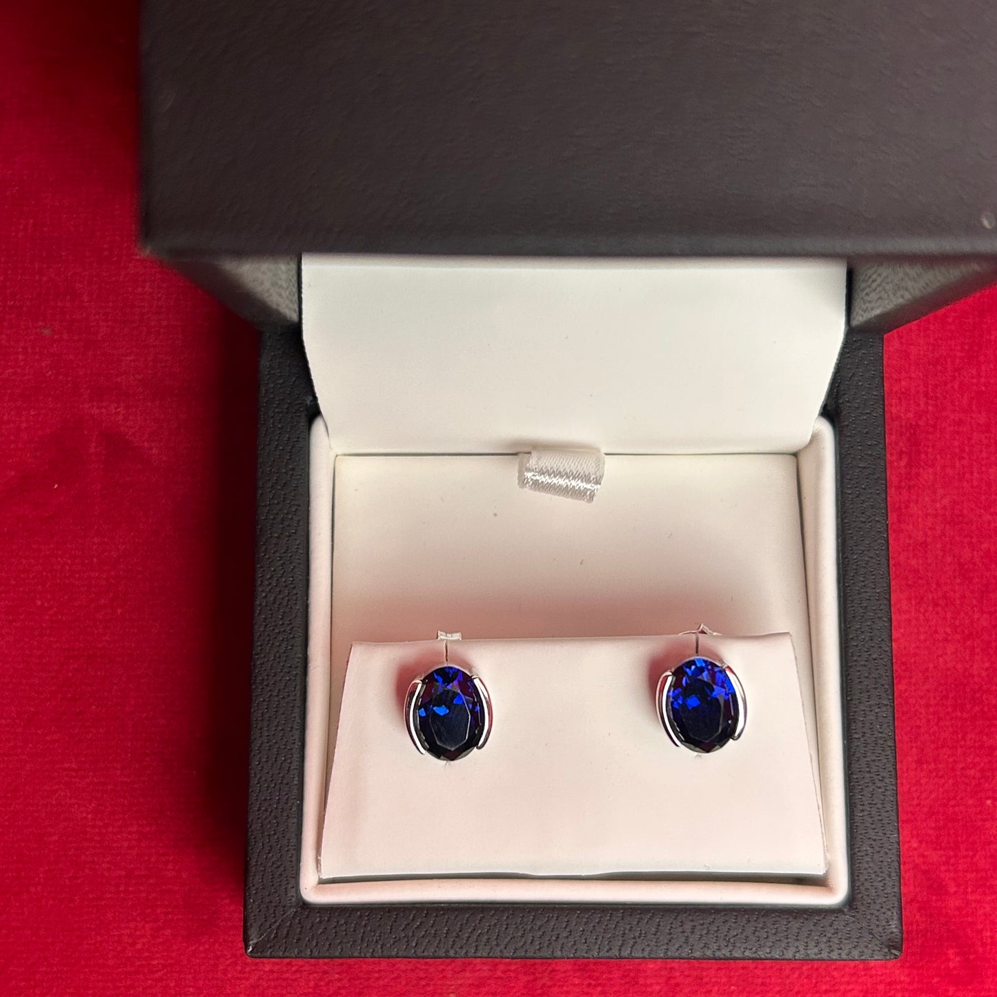 Sif Jakobs Ellisse Carezza Silver Blue Cubic Zirconia Stud Earrings - New in Box