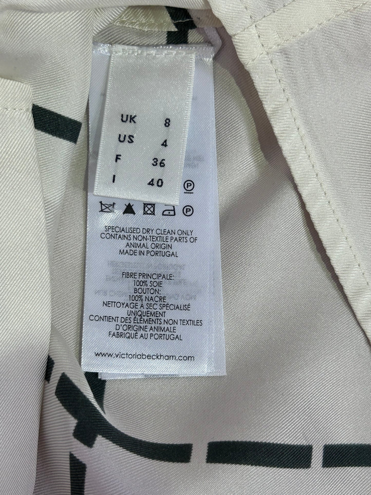 Victoria Beckham Cream Blouse - Size UK 8 / Skirt - Size UK 10