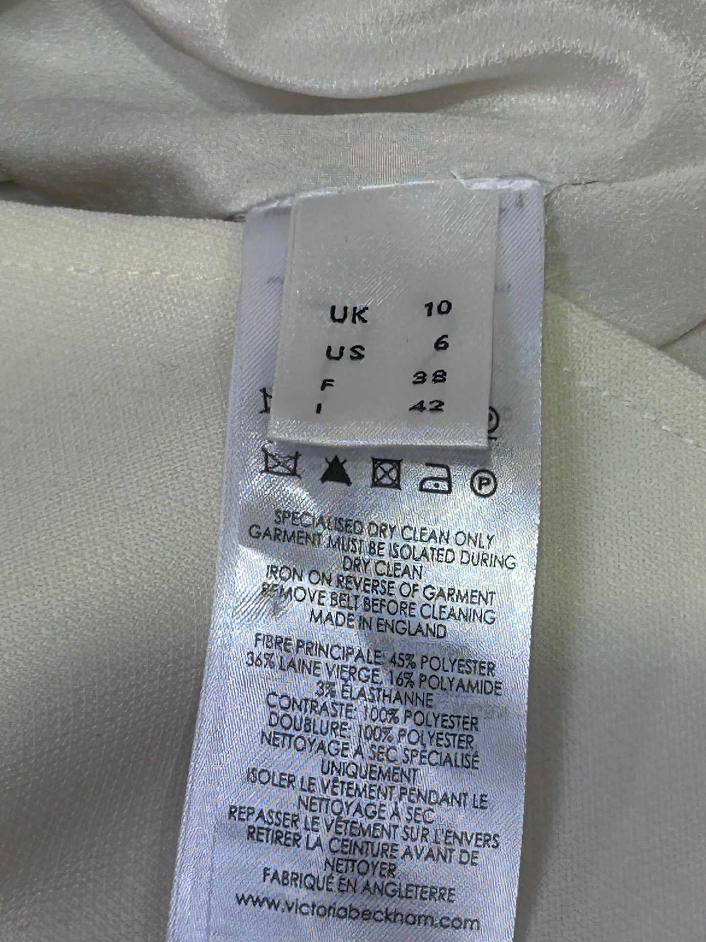 Victoria Beckham Cream Blouse - Size UK 8 / Skirt - Size UK 10