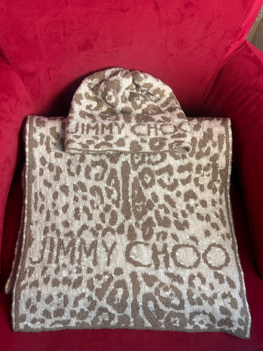 Jimmy Choo Leopard Print Hat & Scarf