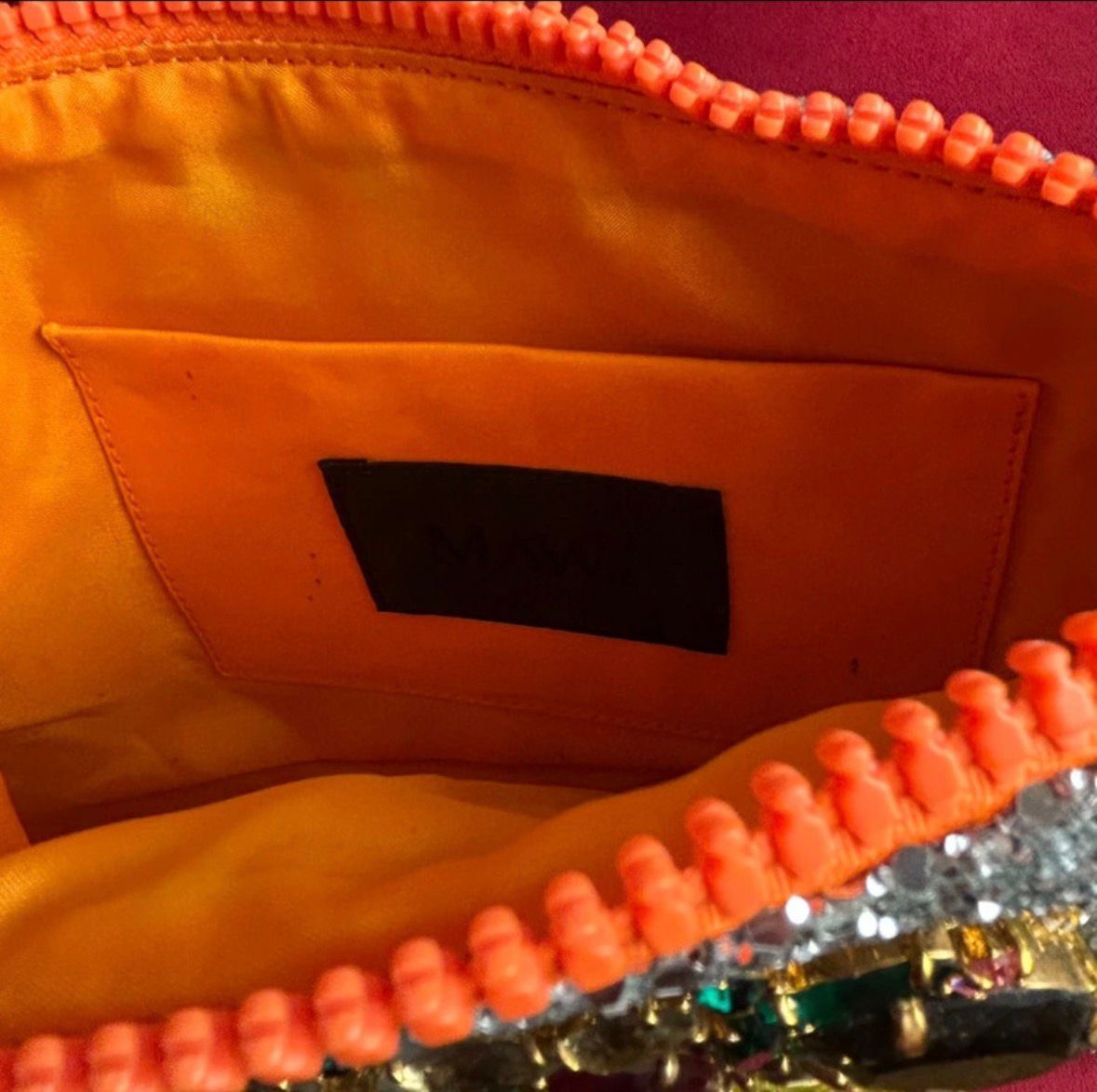 Mawi Glitter Clutch Bag with Jewel Embellishments