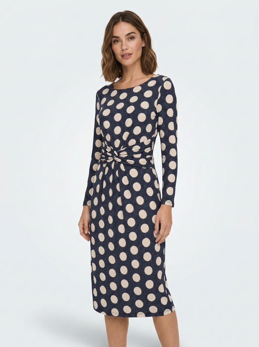 Boden Navy & White Polka Dot Dress - Size 12