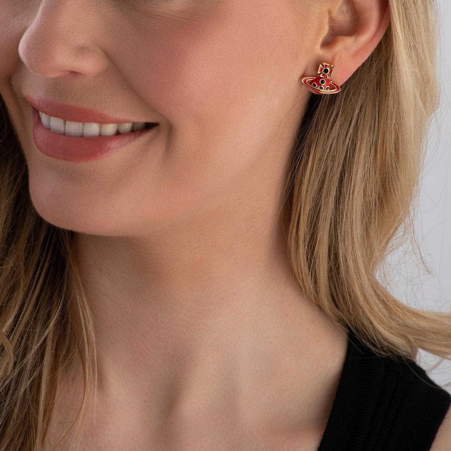 Vivienne Westwood Sylvana Yellow Gold Tone Stud Earrings - New in box