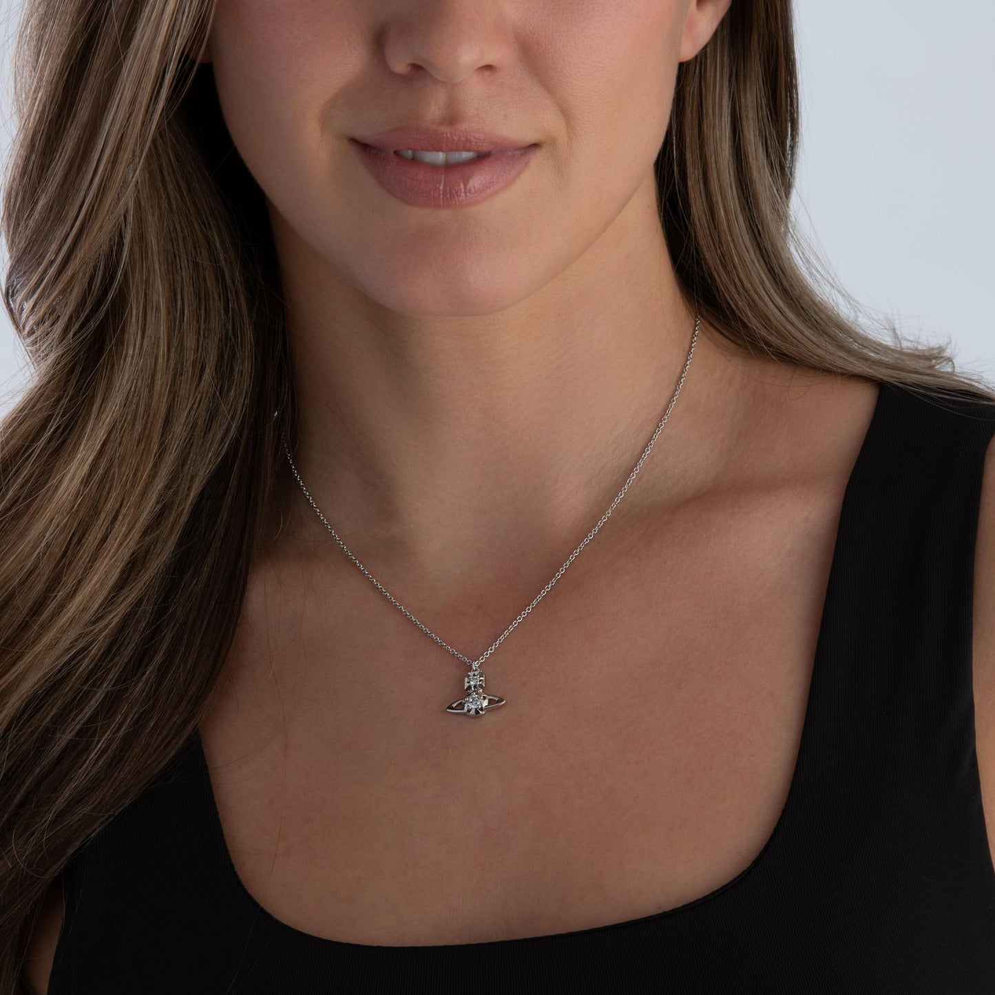 Vivienne Westwood Lee Silver Cubic Zirconia Pendant - New Box