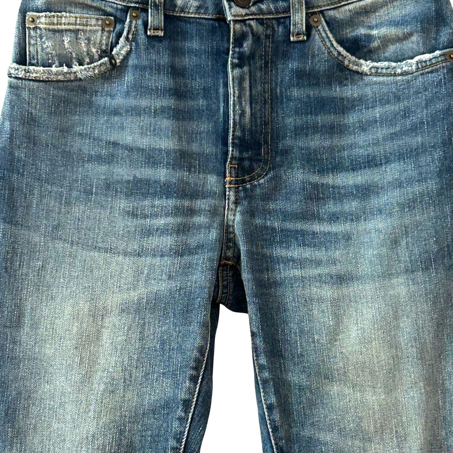 Saint Laurent Mid Blue Distressed Skinny Jeans - Size W28