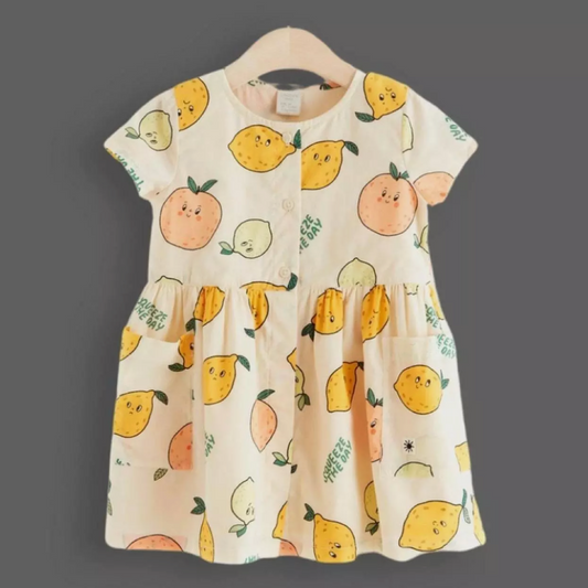 Lindex Short Sleeve Dress With Lemons - Age 2-4 Months - New With Tags