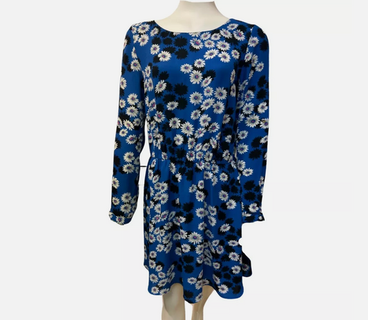 Oasis Blue Floral Dress - Size 12 - Preloved