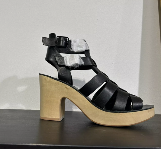 Miss L Fire Carmel Black Platform Sandal - Size 4 - New