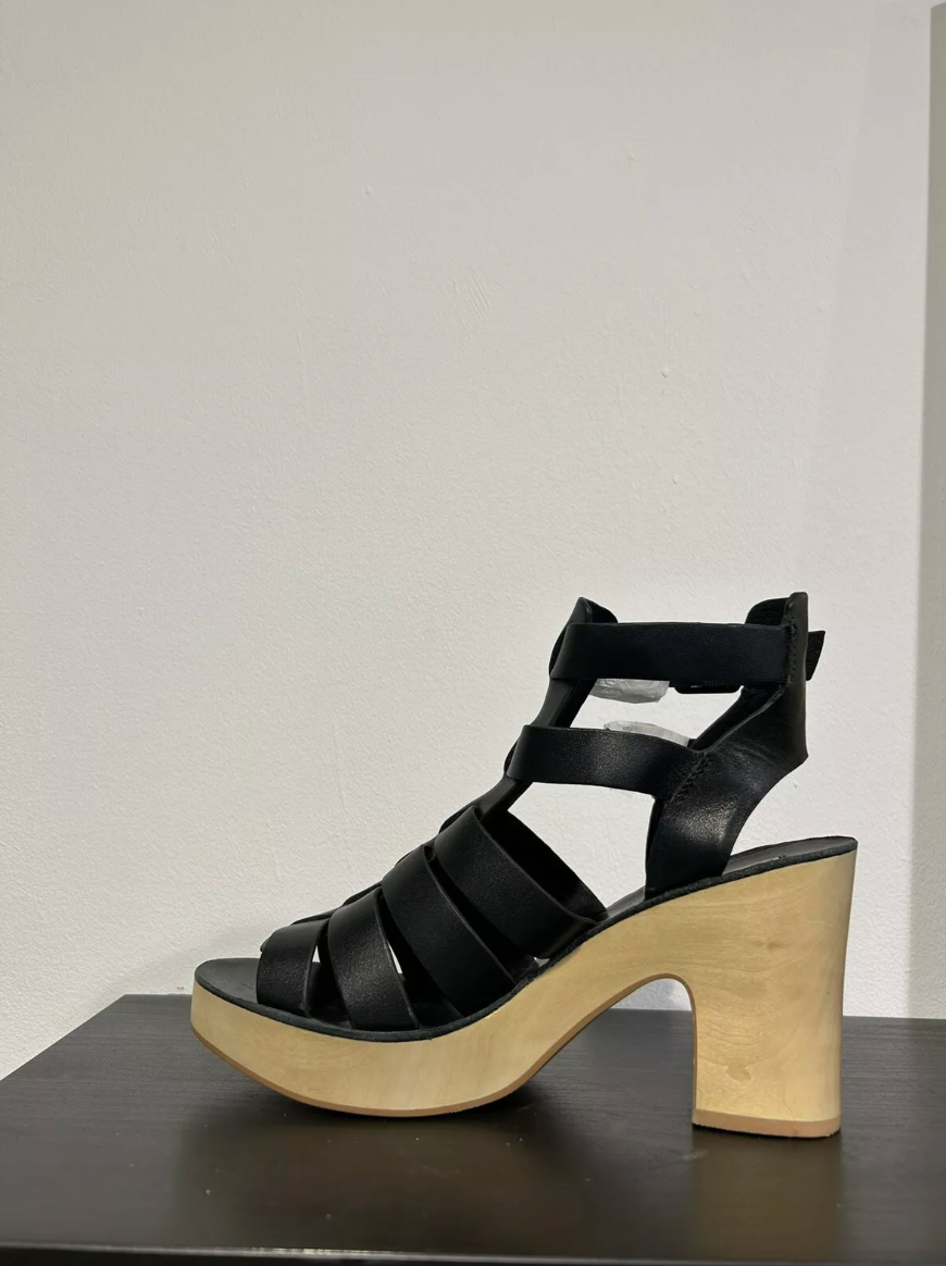 Miss L Fire Carmel Black Platform Sandal - Size 4 - New