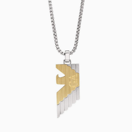Emporio Armani Stainless Steel and Gold Tone Pendant - New
