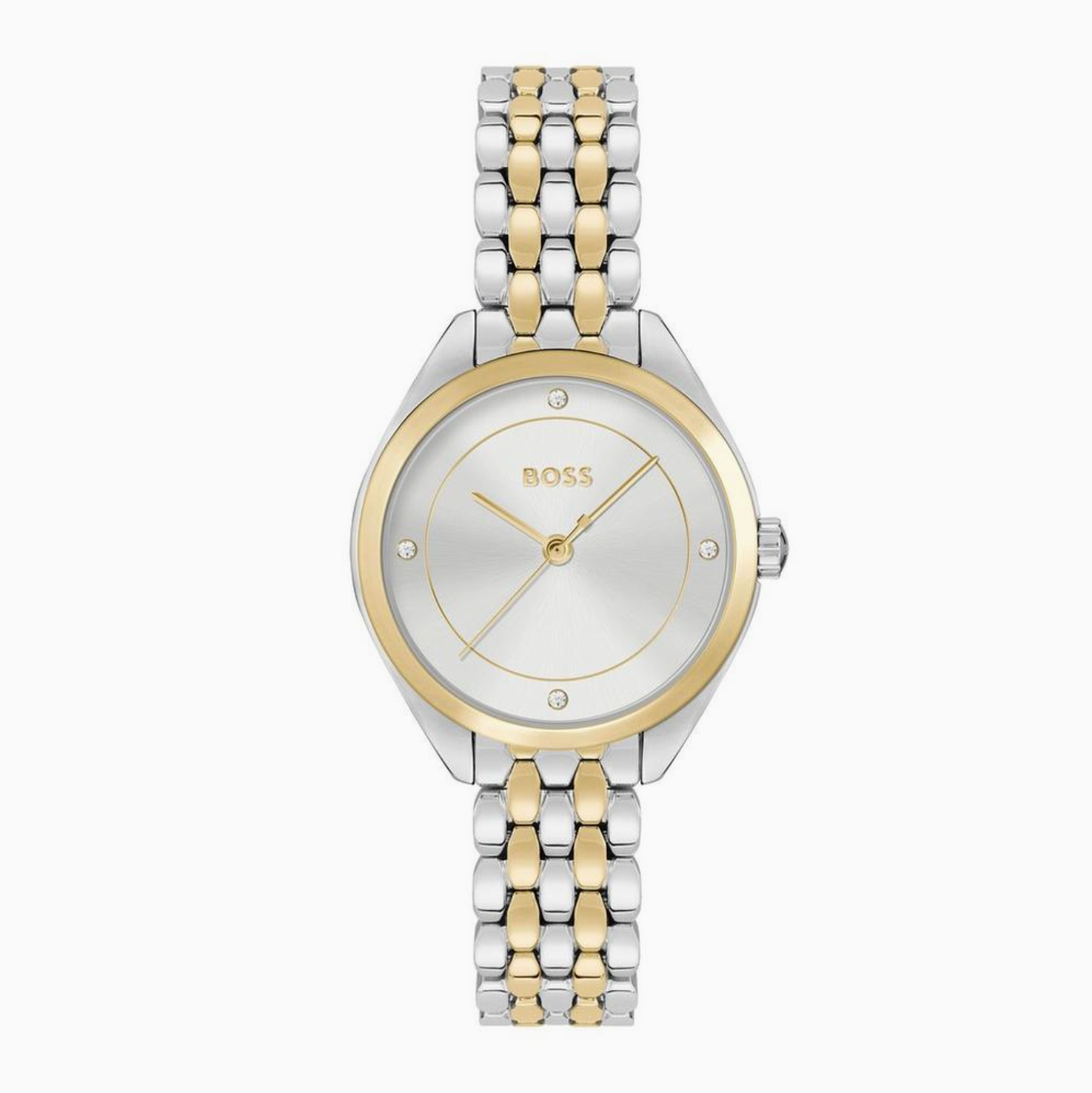 BOSS Mae 30mm Stainless Steel and Yellow Gold Tone Crystal Ladies Watch - New