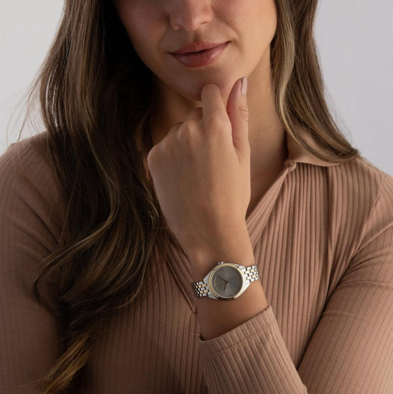 BOSS Mae 30mm Stainless Steel and Yellow Gold Tone Crystal Ladies Watch - New