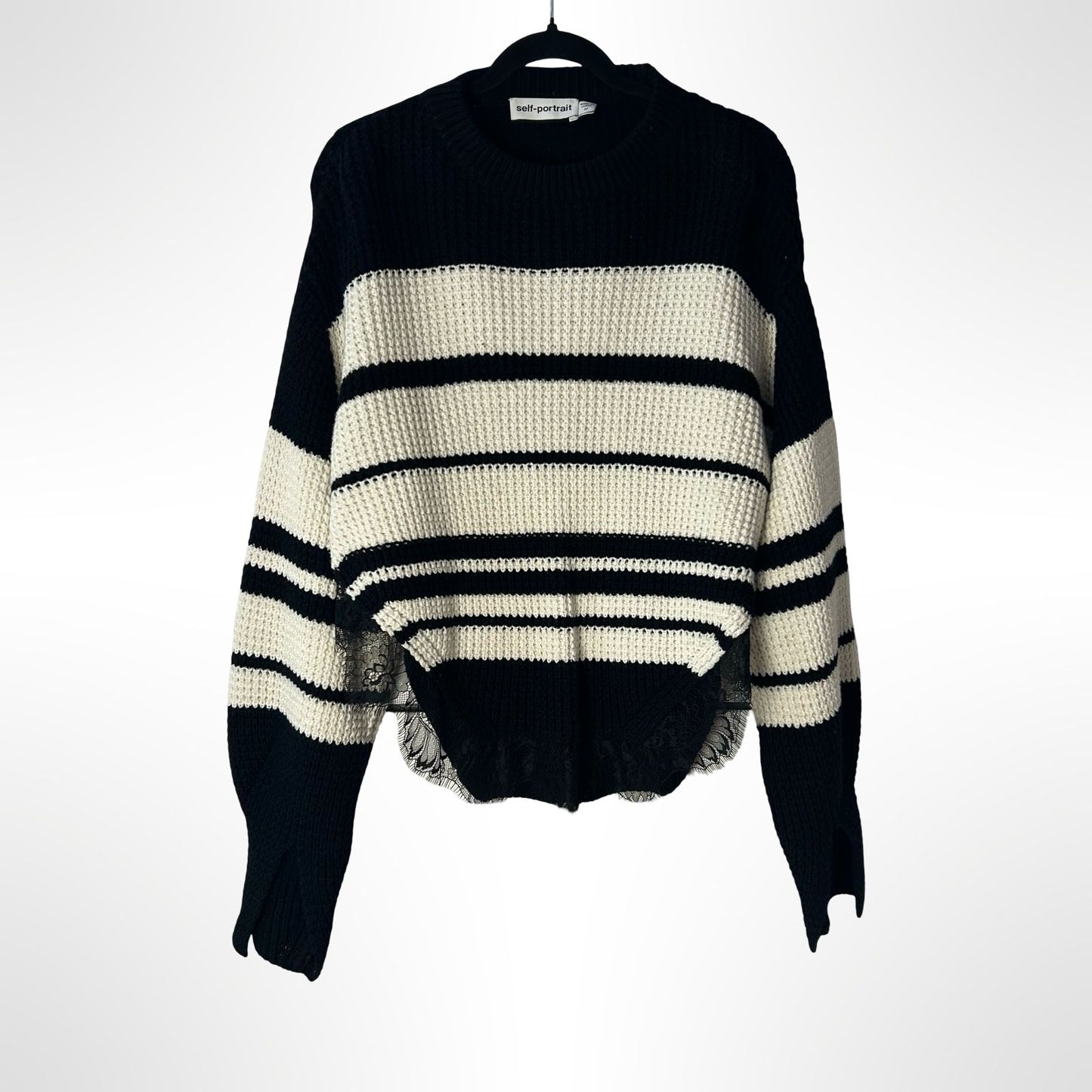 Self Portrait Black and White Stripe Jumper - Size M