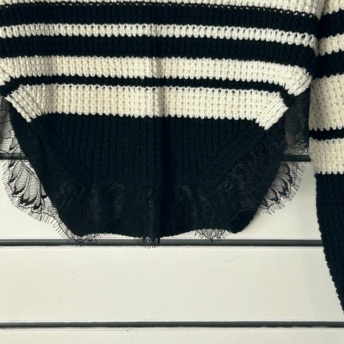 Self Portrait Black and White Stripe Jumper - Size M