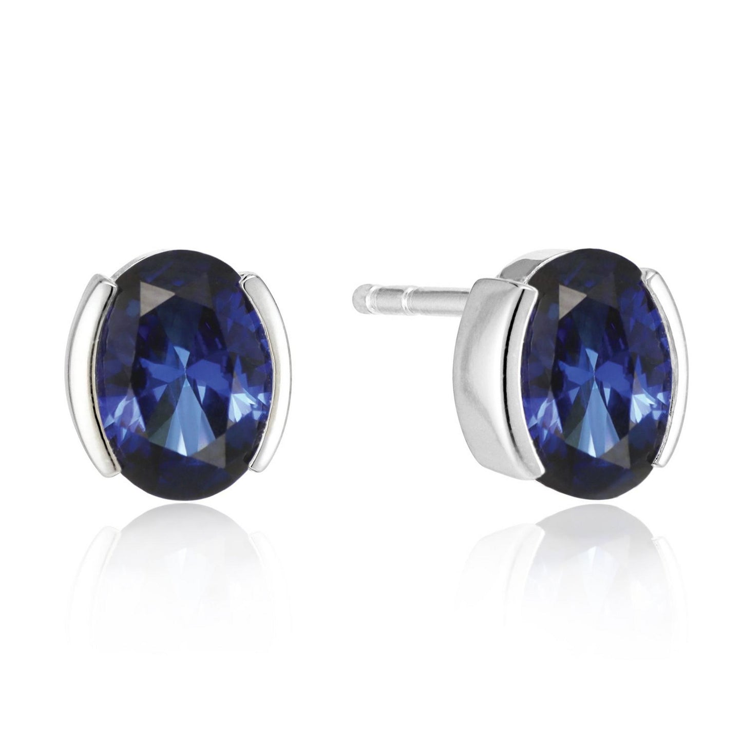 Sif Jakobs Ellisse Carezza Silver Blue Cubic Zirconia Stud Earrings - New in Box