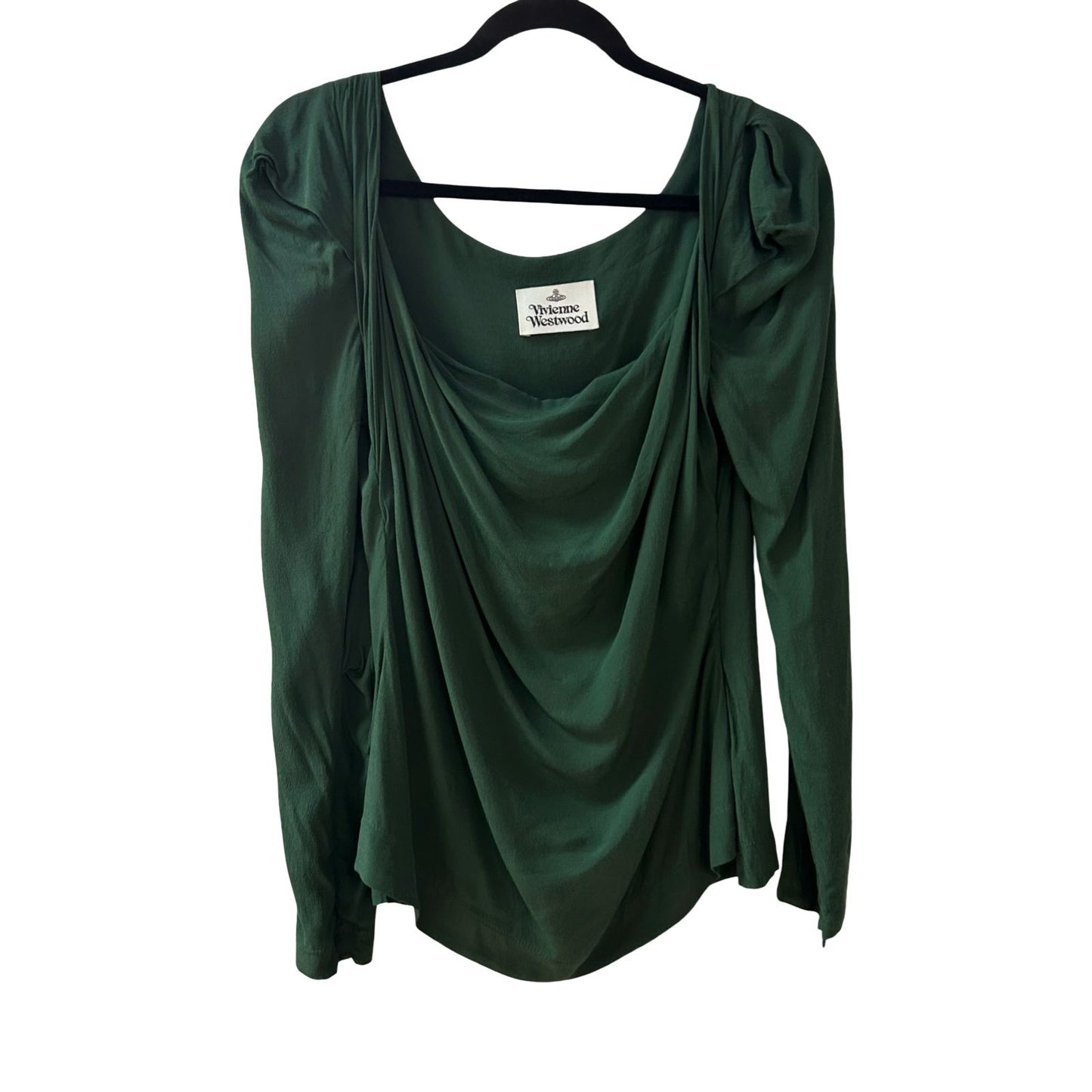 Vivienne Westwood Green Draped Blouse Top - Size UK 8