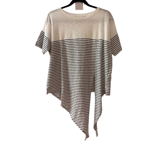 Whistles Striped Tie Front Relaxed Fit Blouse Top - Size M