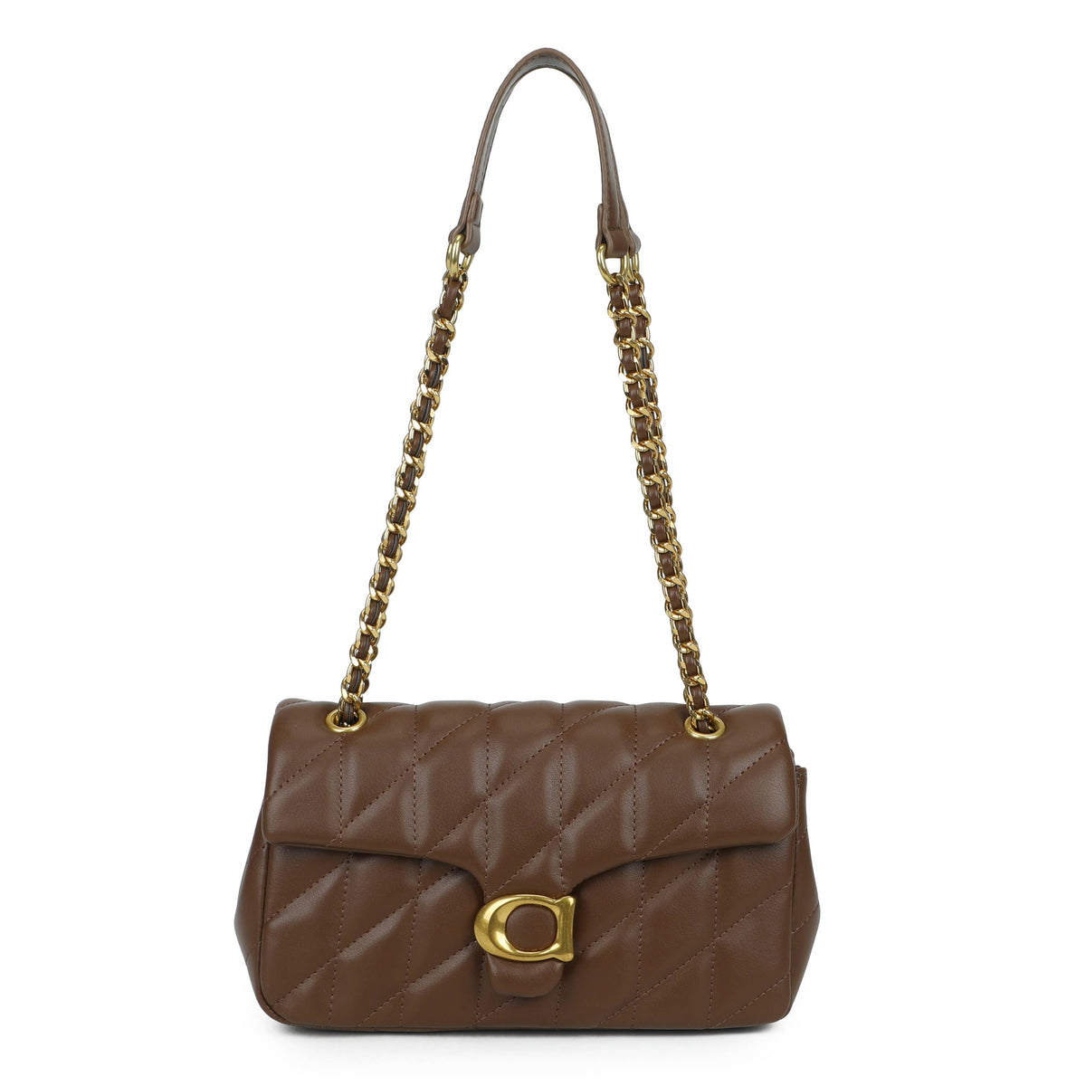 JM1776 Quilted Chain Shoulder Bag with Flap Closure