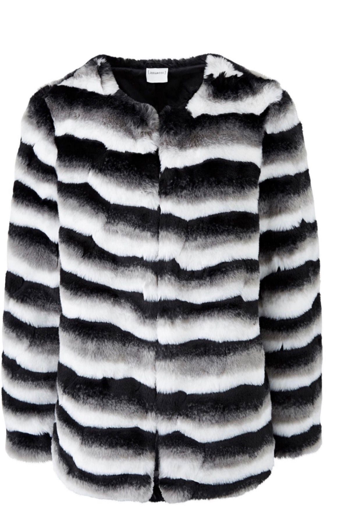 White & Black Faux Fur Jacket - New