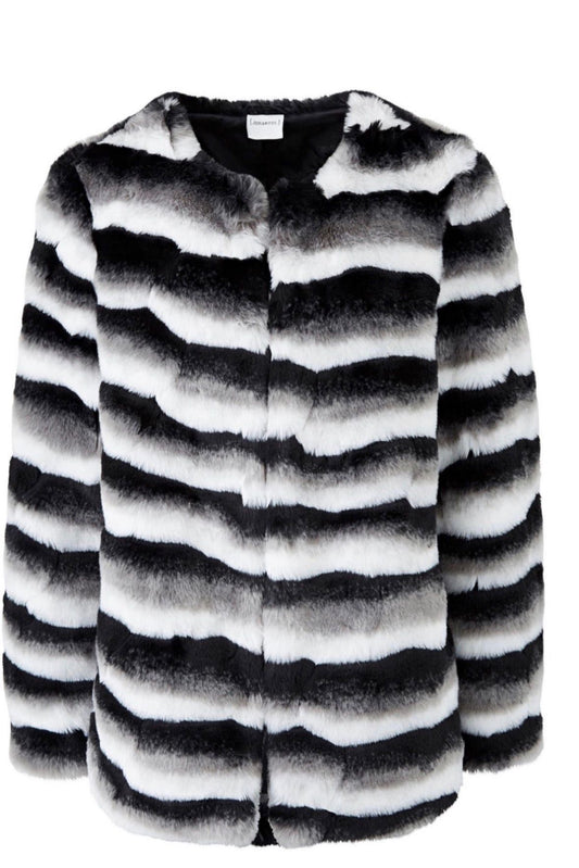 White & Black Faux Fur Jacket - New