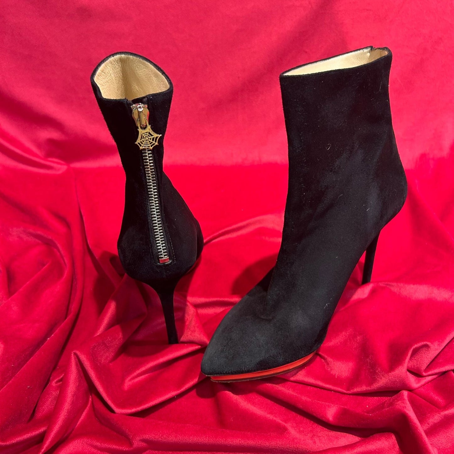 Charlotte Olympia Leather Ankle Boots - Size UK 6 - Preloved