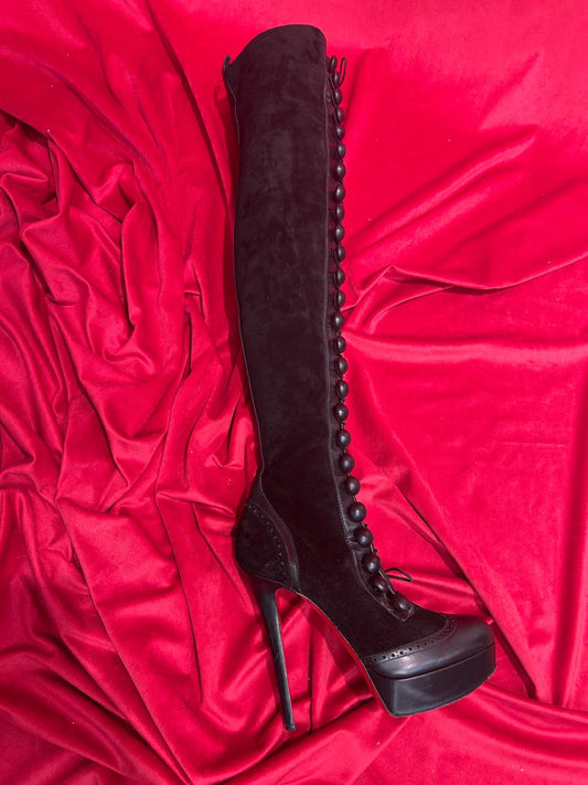 Christian Louboutin Majolique 140 Over Knee Boots - Size UK 6 - Preloved