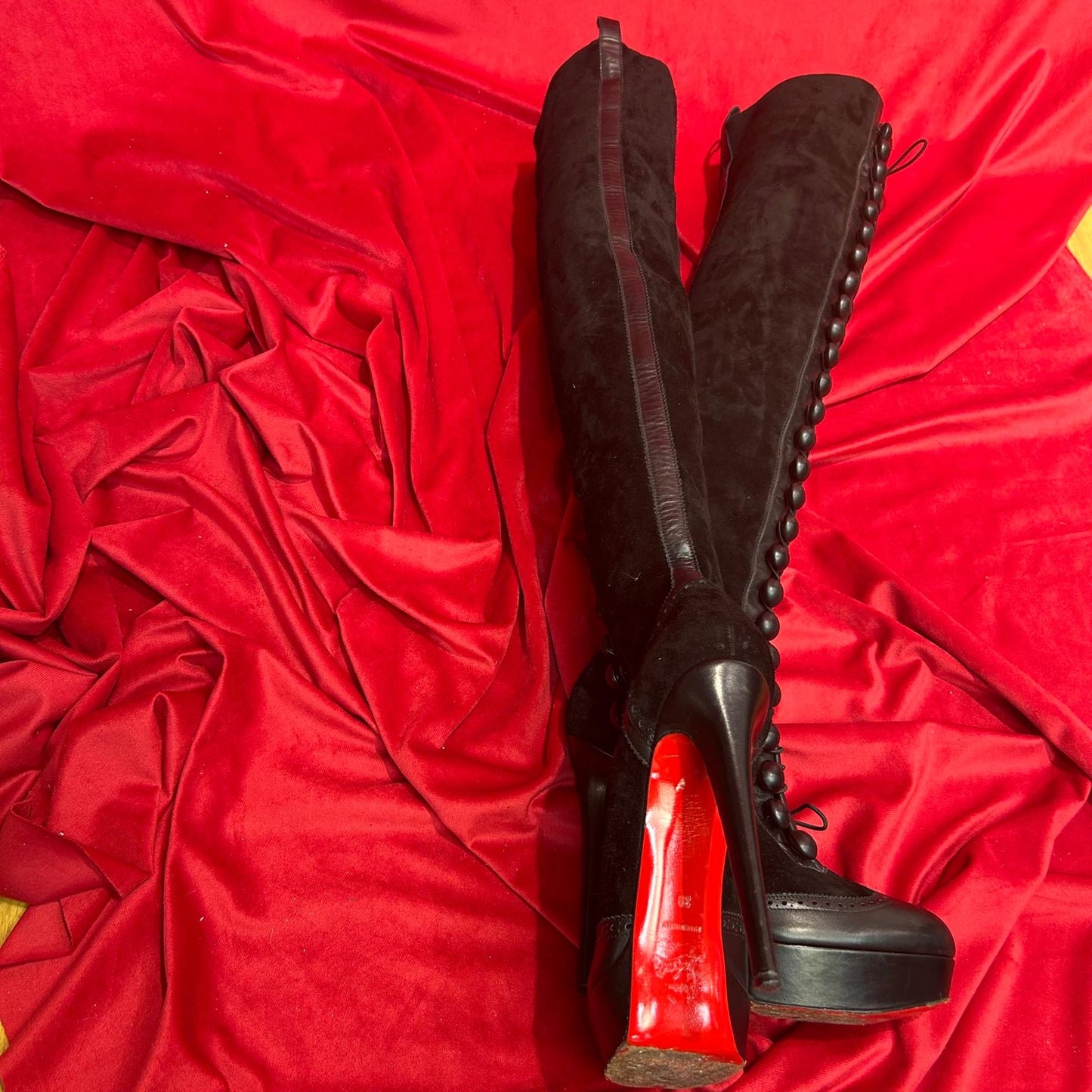 Christian Louboutin Majolique 140 Over Knee Boots - Size UK 6 - Preloved