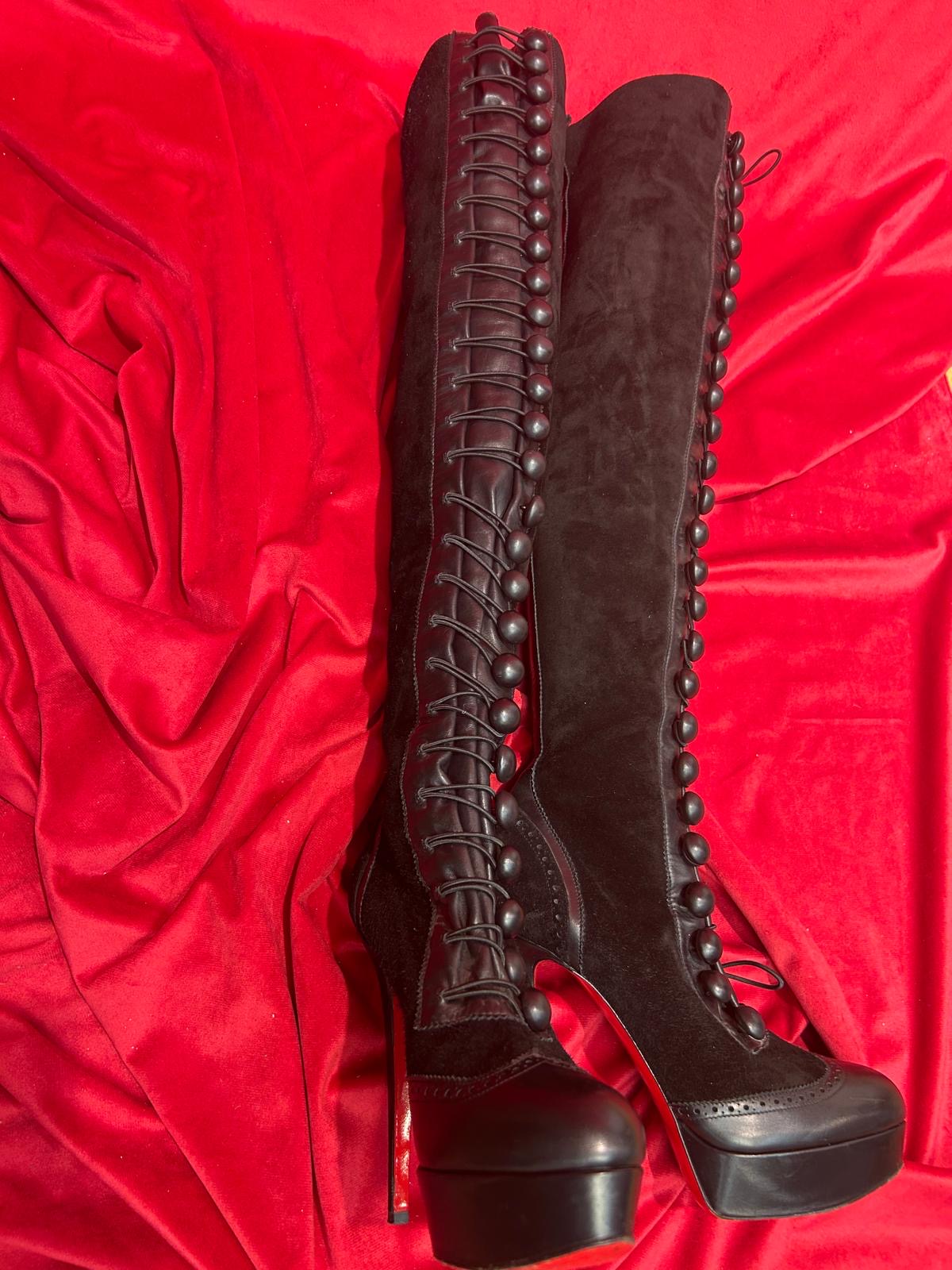 Christian Louboutin Majolique 140 Over Knee Boots - Size UK 6 - Preloved