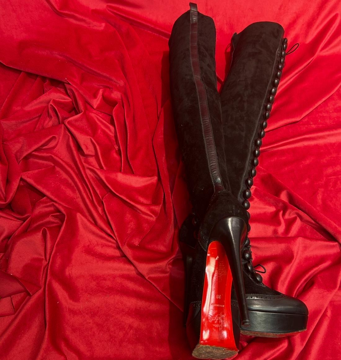 Christian Louboutin Majolique 140 Over Knee Boots - Size UK 6 - Preloved