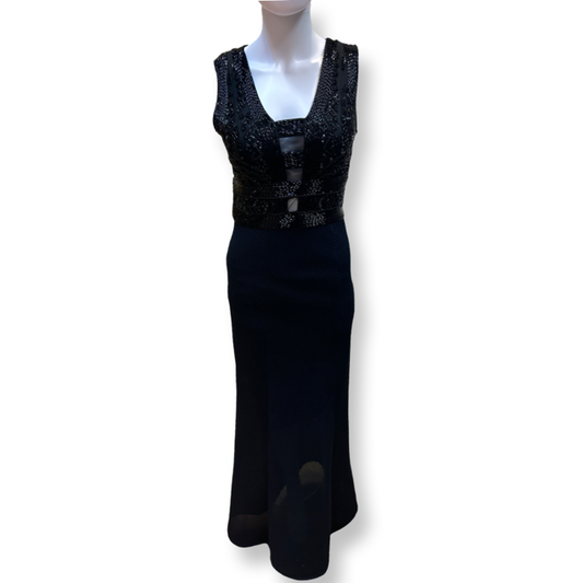 Collection 8  Maxi Navy & Black  Beaded Dress - Size - 8 - New No Tags