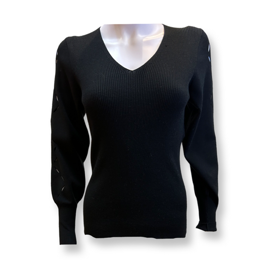 D Exterior Laser Manica Black Sweater - Size M - New Tags