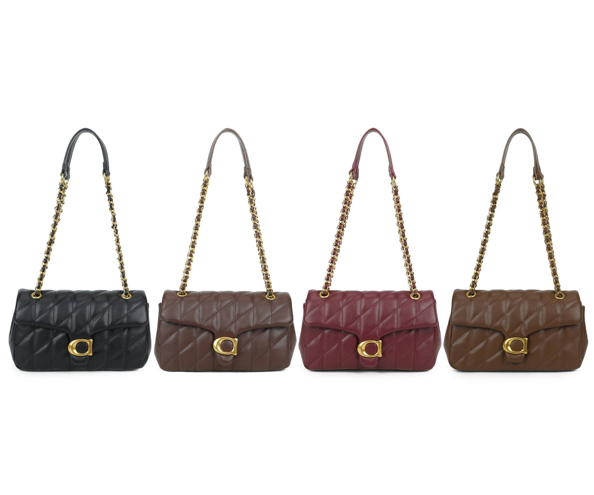 JM1776 Quilted Chain Shoulder Bag with Flap Closure
