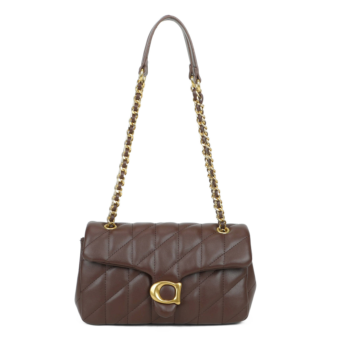 JM1776 Quilted Chain Shoulder Bag with Flap Closure