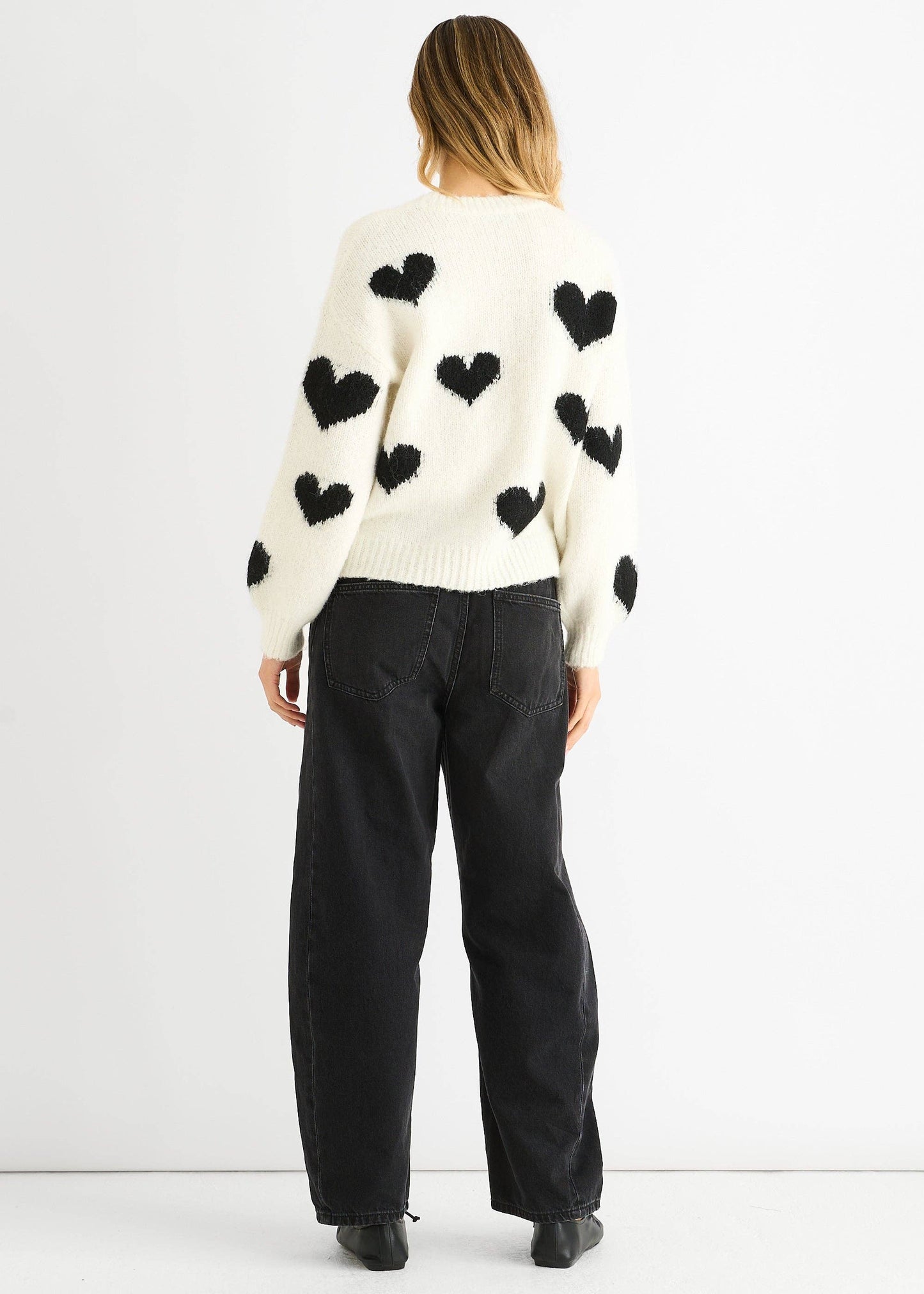 Cream Contrast Heart Oversized Knit Jumper - New Tags