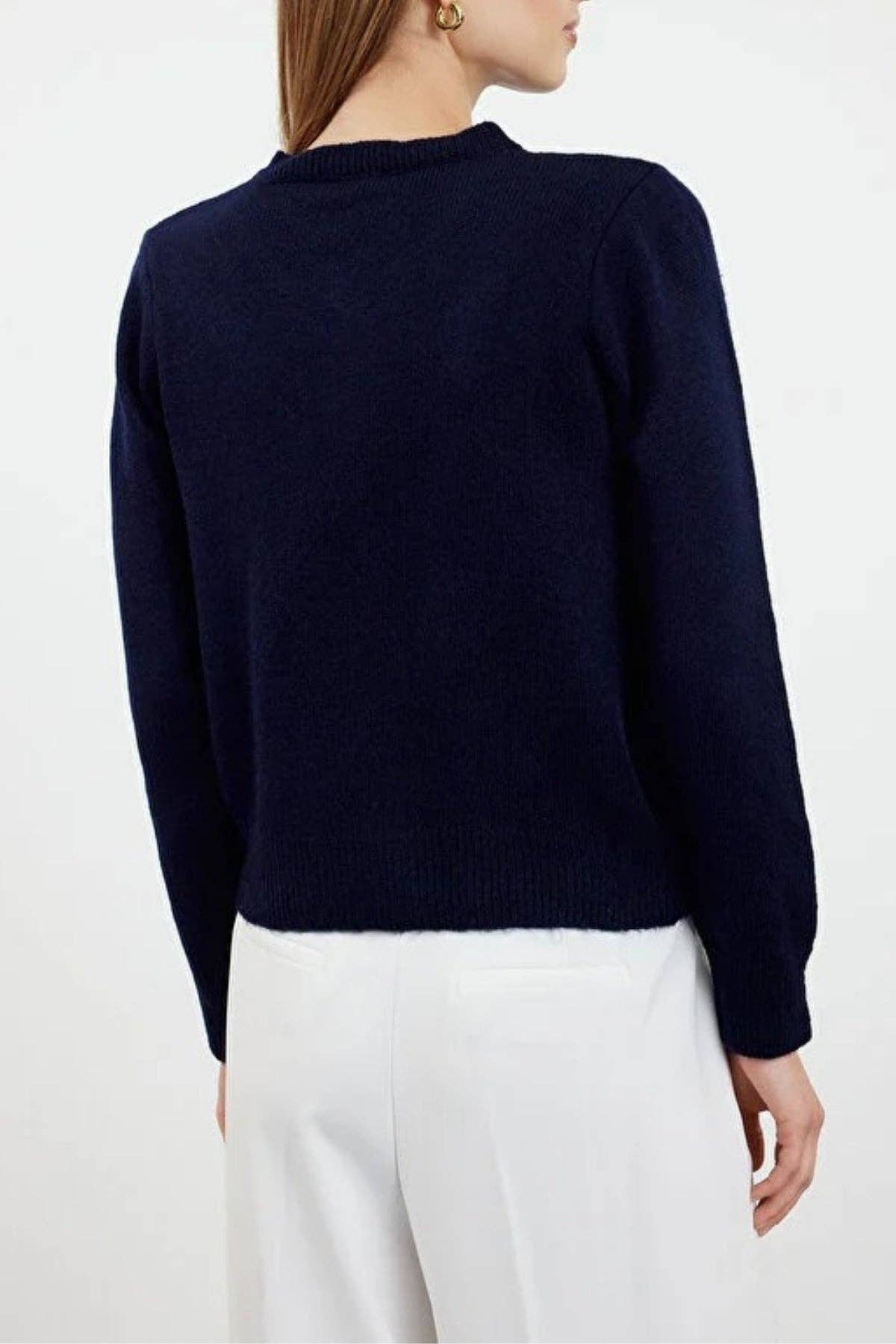 Soft-Textured Knit Cardigan with Jewellery Button Detail