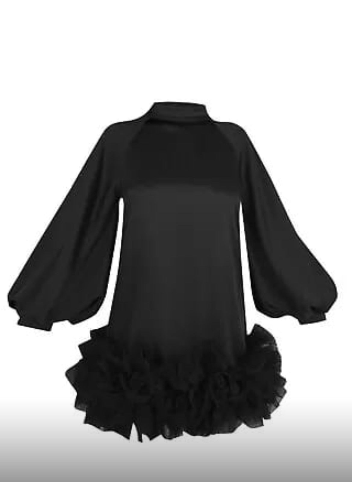 Forever Unique Black Smock Mini Tulle Hem Dress - Size -8 - Preloved