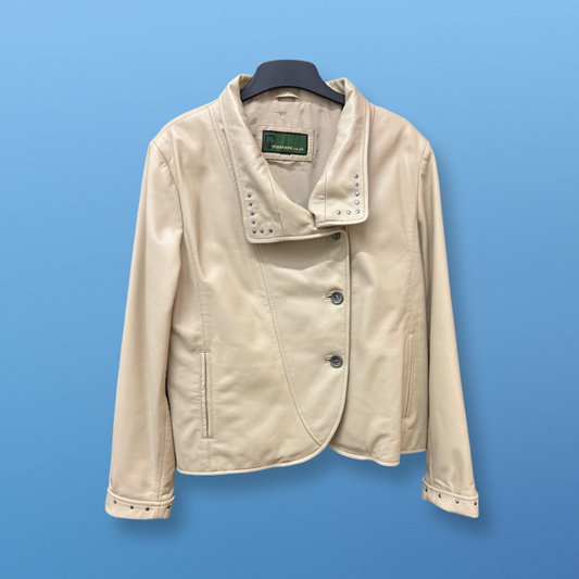 Hidepark Cream Leather  Jacket - Size - 16 - Preloved