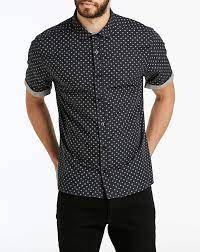 Jacamo Black Ditsy Short Sleeve Shirt Size  - S - New