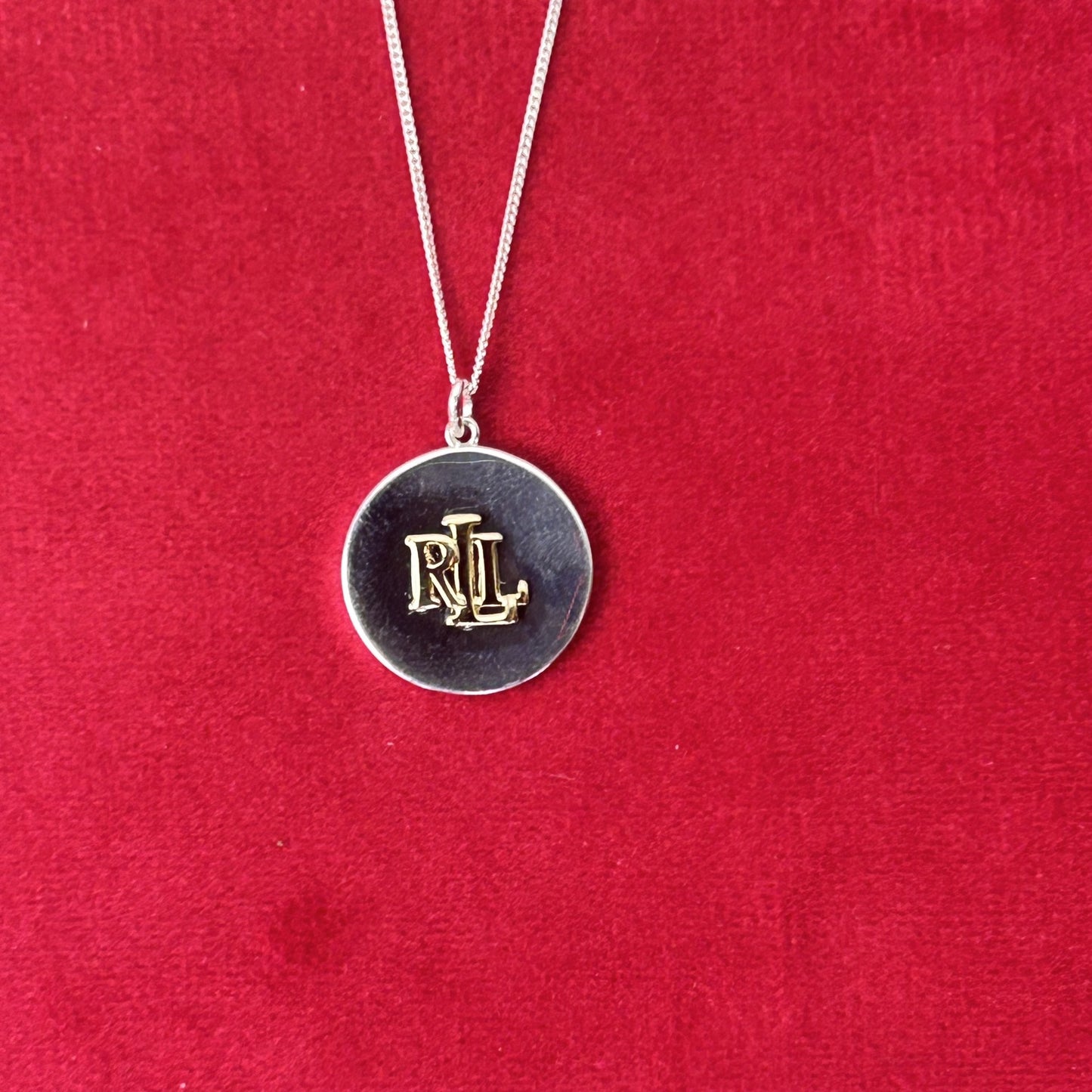 Lauren Ralph Lauren Silver Logo Disc Pendant Necklace - New tags