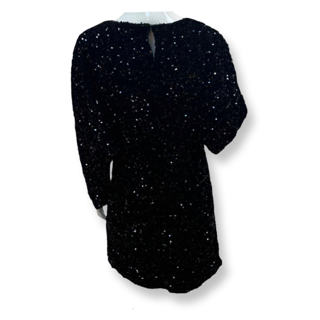 MNG Black Sequin Puffed Sleeve Dress - Size - L - New