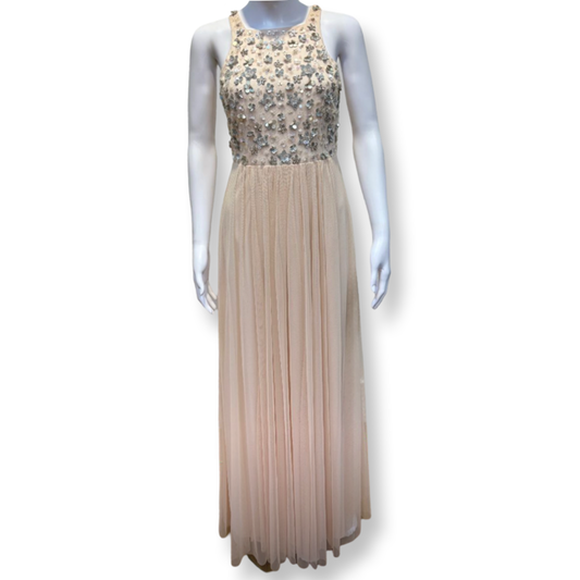 Monsoon Maxi Peach Evening Dress - Size - 8  - New