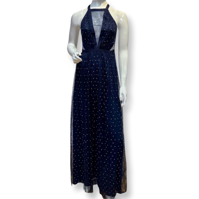 Monsoon Navy Sparkling Maxi  Sleeveless Dress  - Size - 6 -New