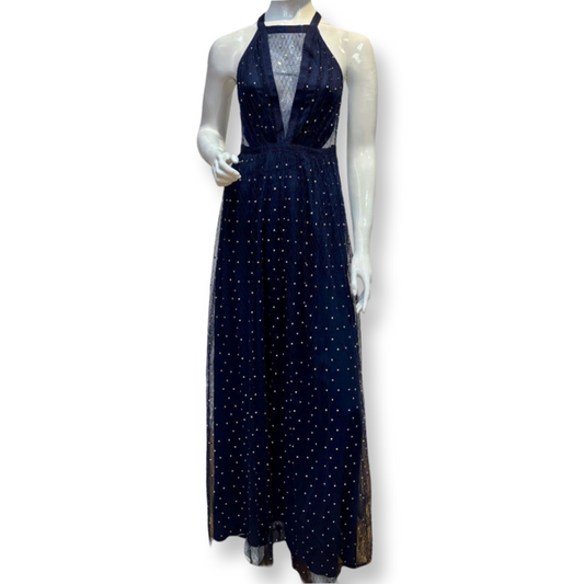 Monsoon Navy Sparkling Maxi  Sleeveless Dress  - Size - 6 -New