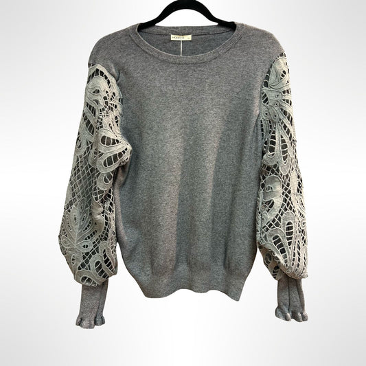 Grey Crochet Sleeve Jumper - One Size - New Tags